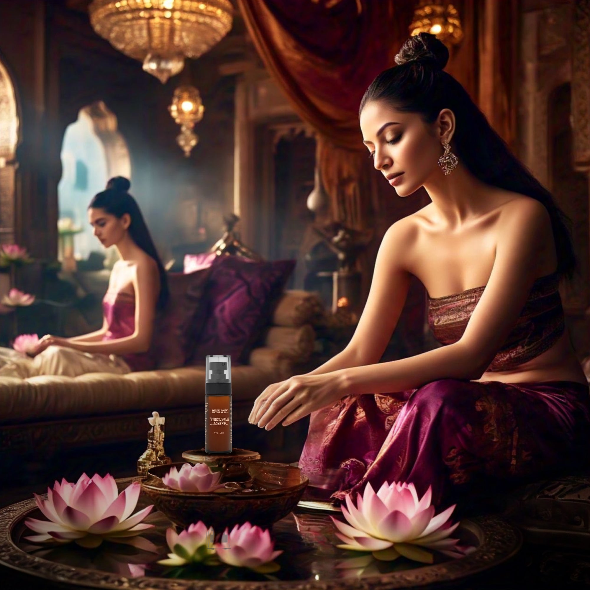 Kumkumadi & Donkey Milk Illuminating Face Gel with hyaluronic acid + Aloe vera - Wildflower Naturals