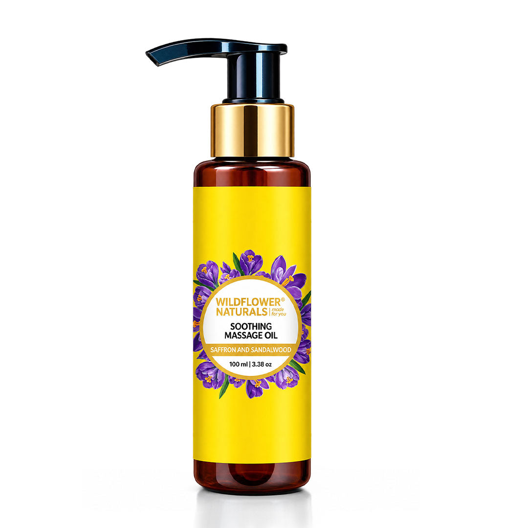 Soothing Massage Oil with Saffron and Sandalwood - Wildflower Naturals