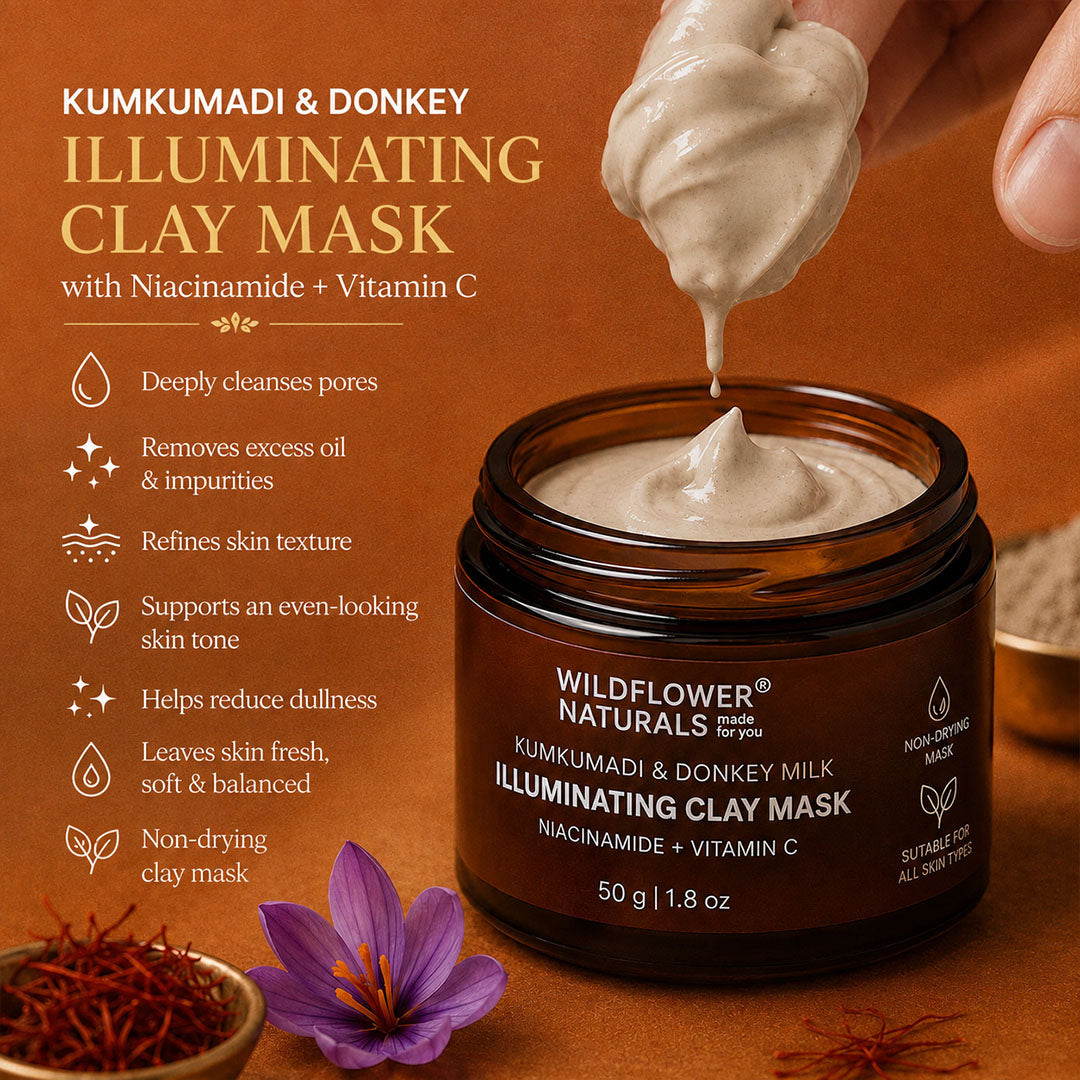 Kumkumadi & Donkey Illuminating Clay Mask with Niacinamide + Vitamin C