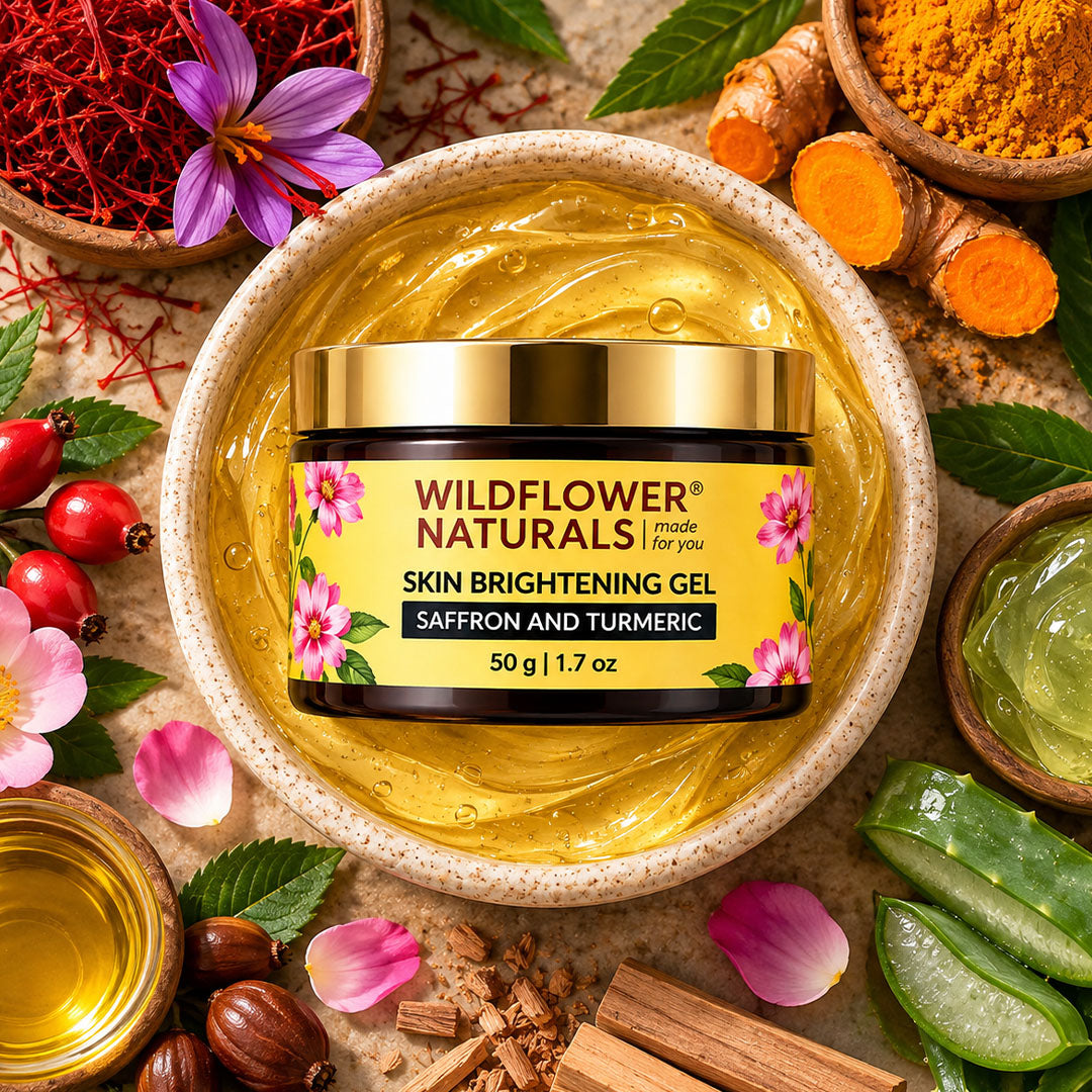 Skin Brightening Gel with Saffron and Turmeric - Wildflower Naturals