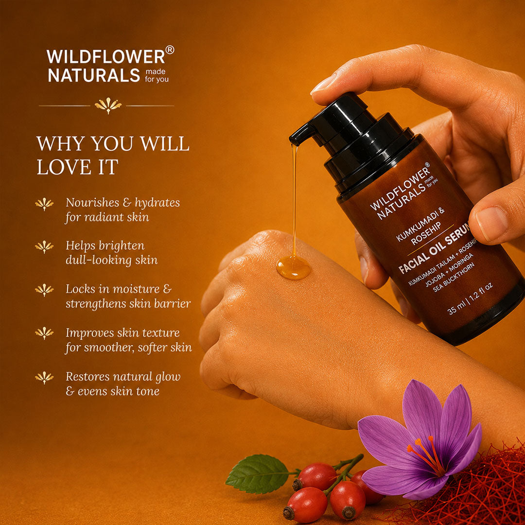 Kumkumadi & Rosehip Facial Oil Serum with Jojoba oil + Moringa oil