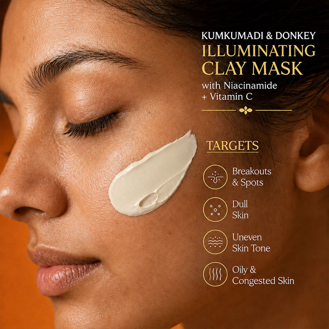 Kumkumadi & Donkey Illuminating Clay Mask with Niacinamide + Vitamin C