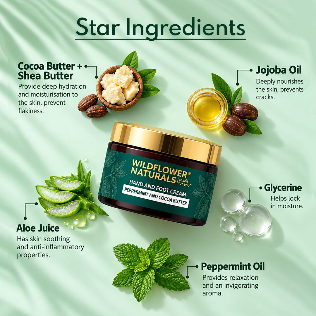 Hand and Foot Cream with Peppermint and Coco Butter - Wildflower Naturals
