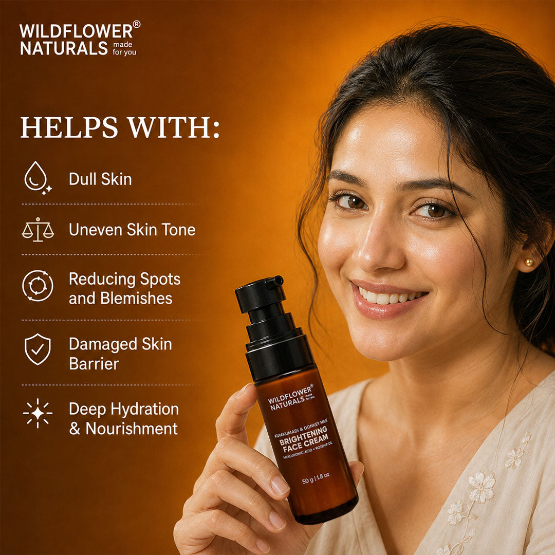 Kumkumadi & Donkey Milk Brightening Face Cream with Hyaluronic acid + Rosehip oil