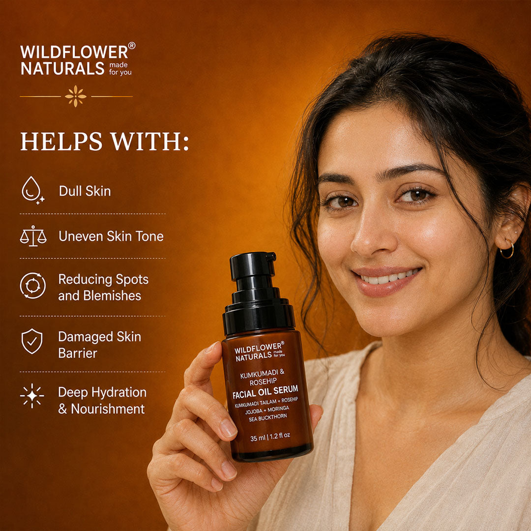 Kumkumadi & Rosehip Facial Oil Serum with Jojoba oil + Moringa oil