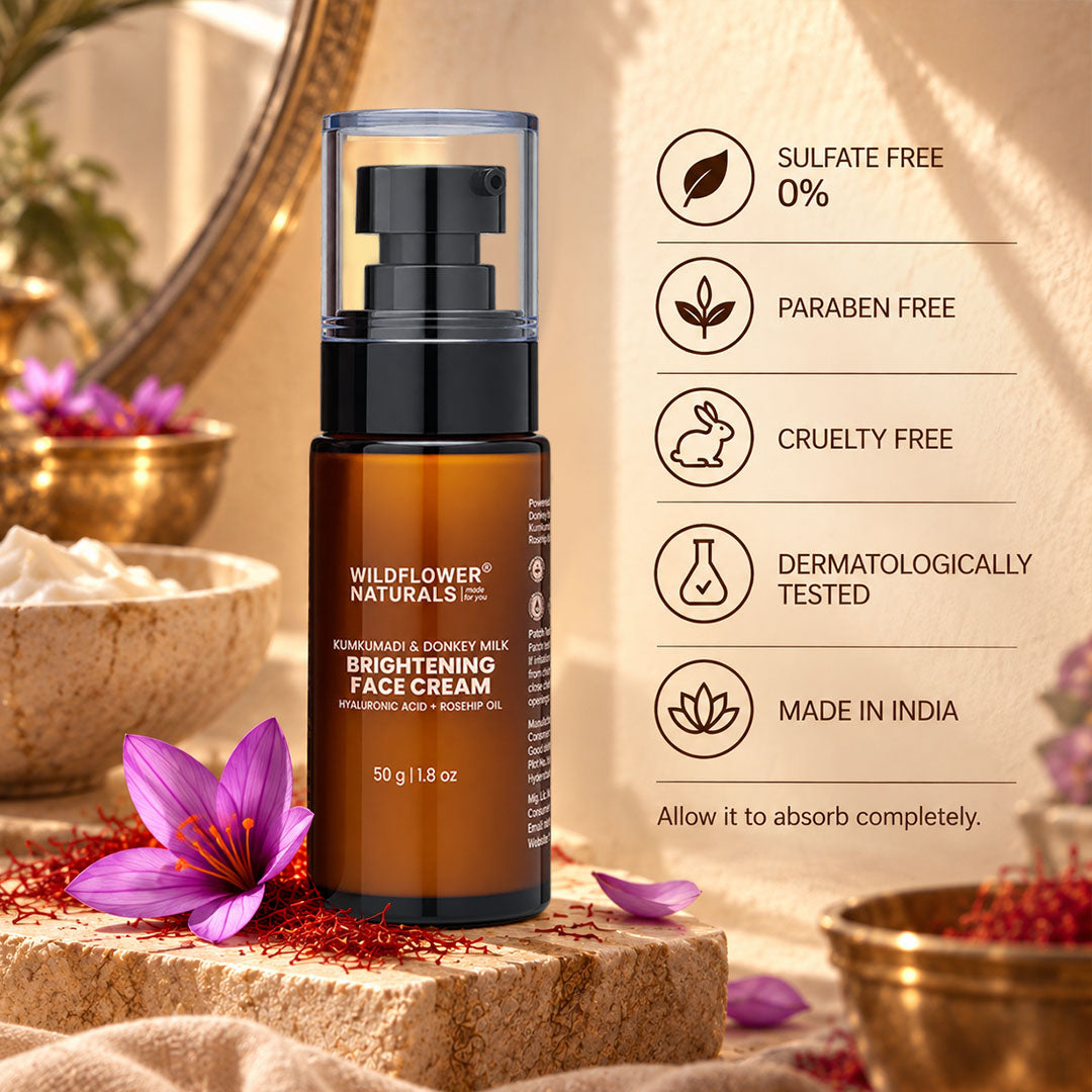 Kumkumadi & Donkey Milk Brightening Face Cream with Hyaluronic acid + Rosehip oil