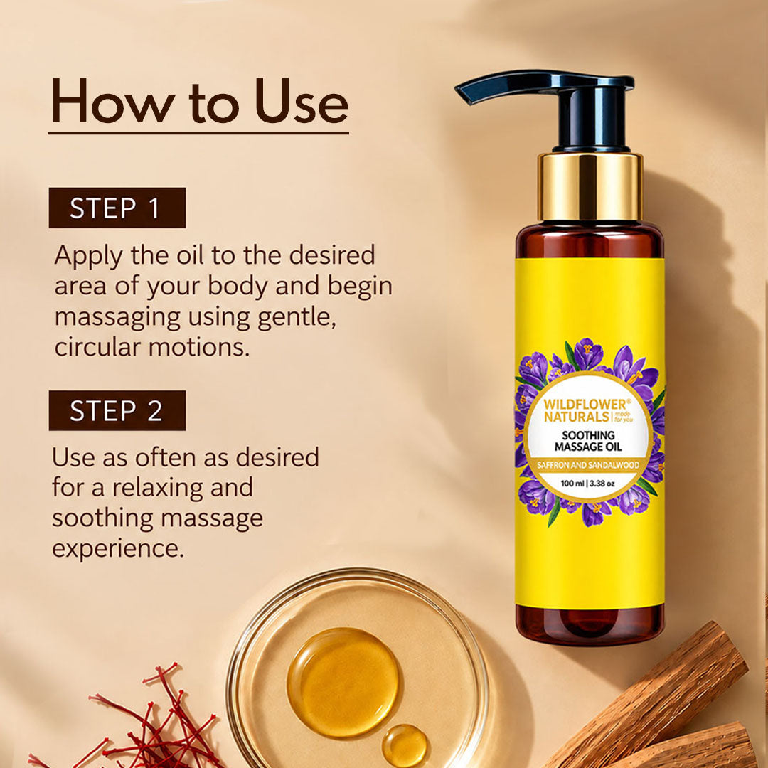 Soothing Massage Oil with Saffron and Sandalwood - Wildflower Naturals