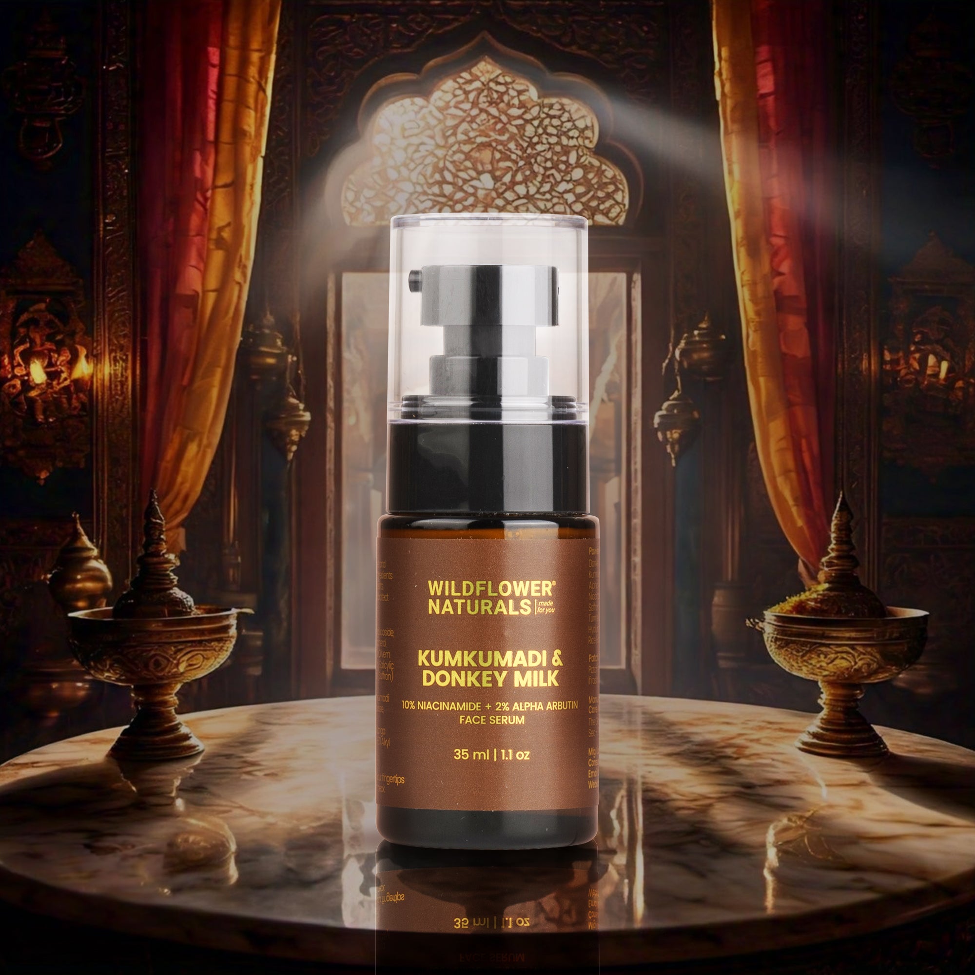 Kumkumadi & Donkey Milk Face Serum with 10% Niacin + 2% Alpha Arbutin - Wildflower Naturals