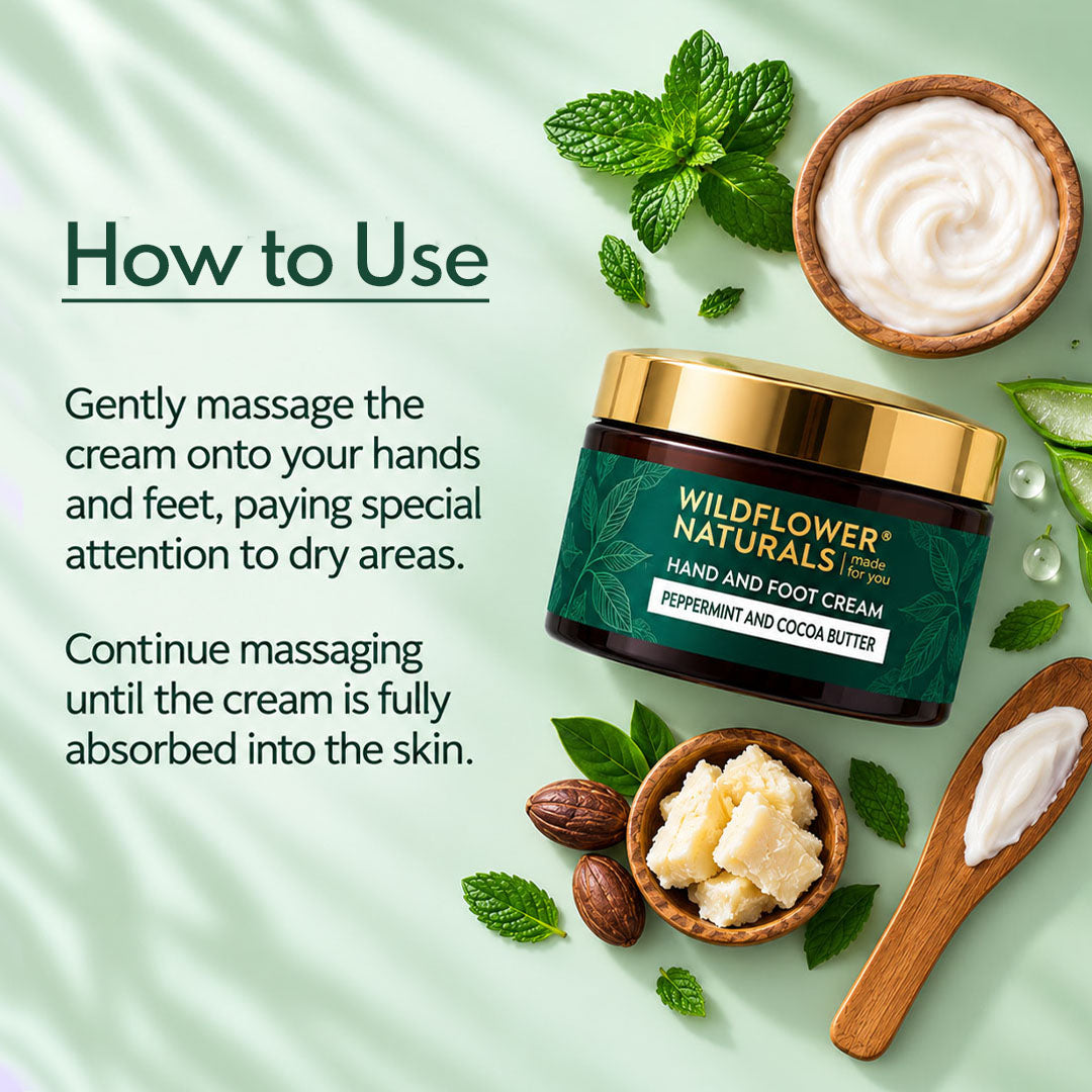 Hand and Foot Cream with Peppermint and Coco Butter - Wildflower Naturals