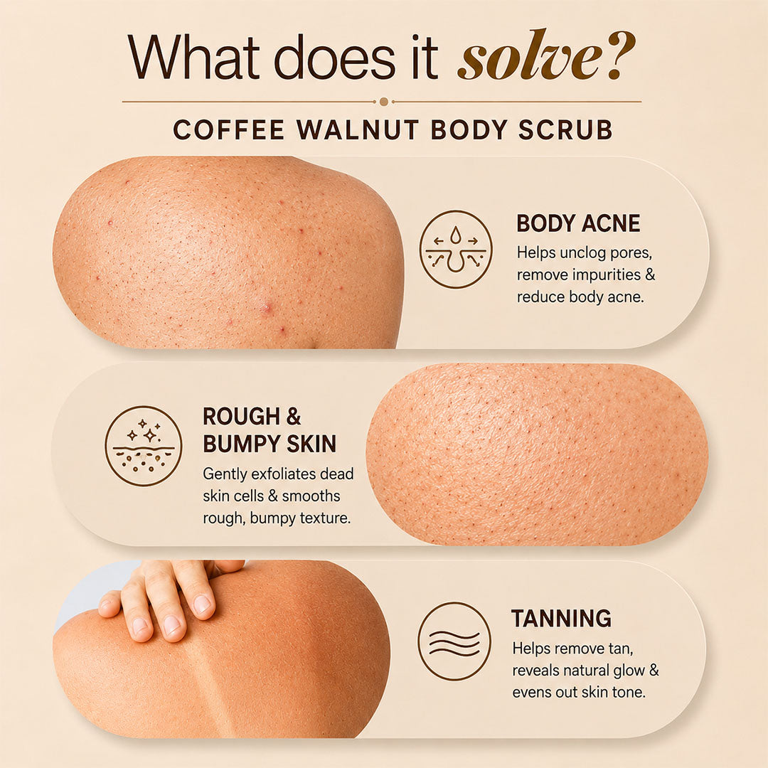 Coffee Walnut Body Scrub Normal to Oily Skin - Wildflower Naturals