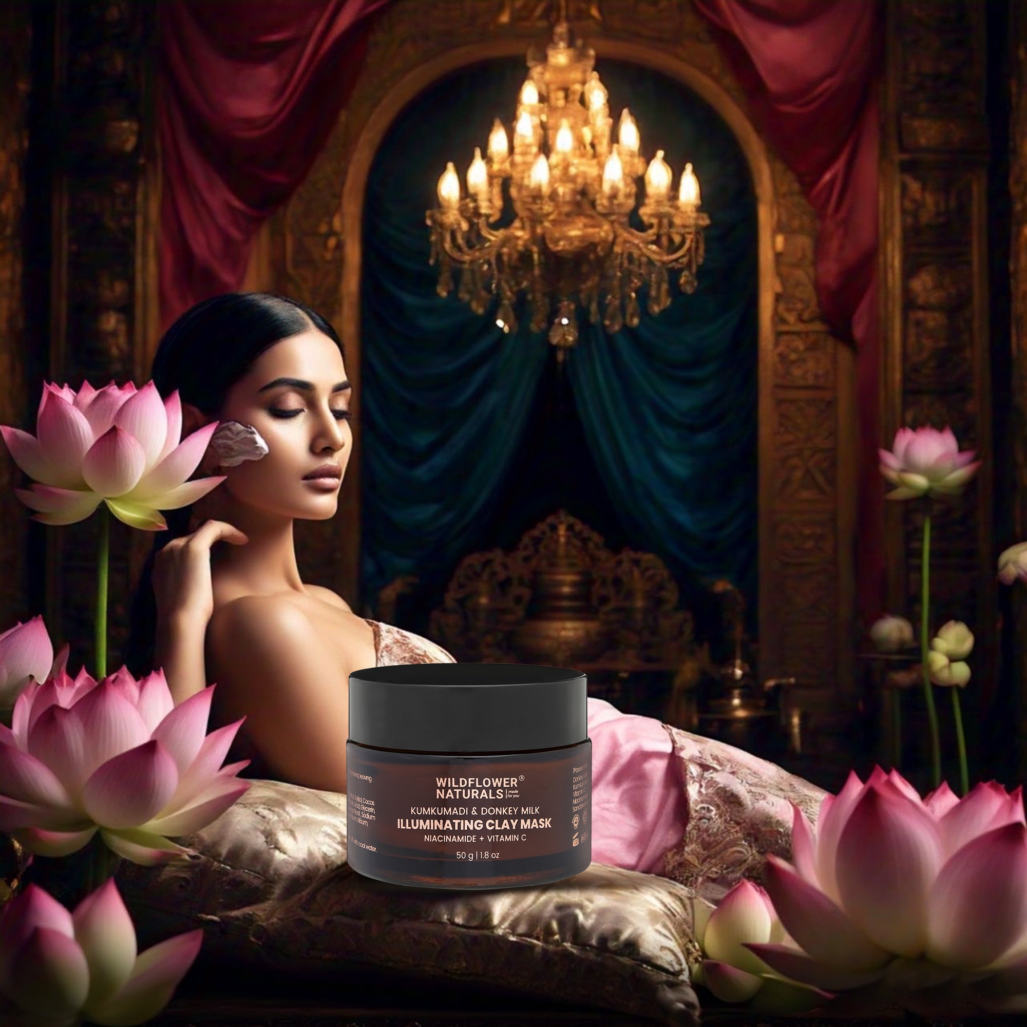 Kumkumadi & Donkey Illuminating Clay Mask with Niacinamide + Vitamin C - Wildflower Naturals