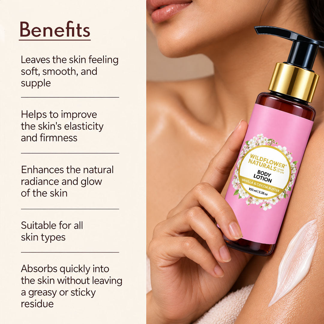 Body Lotion With Vanilla & Cocoa Butter - Wildflower Naturals