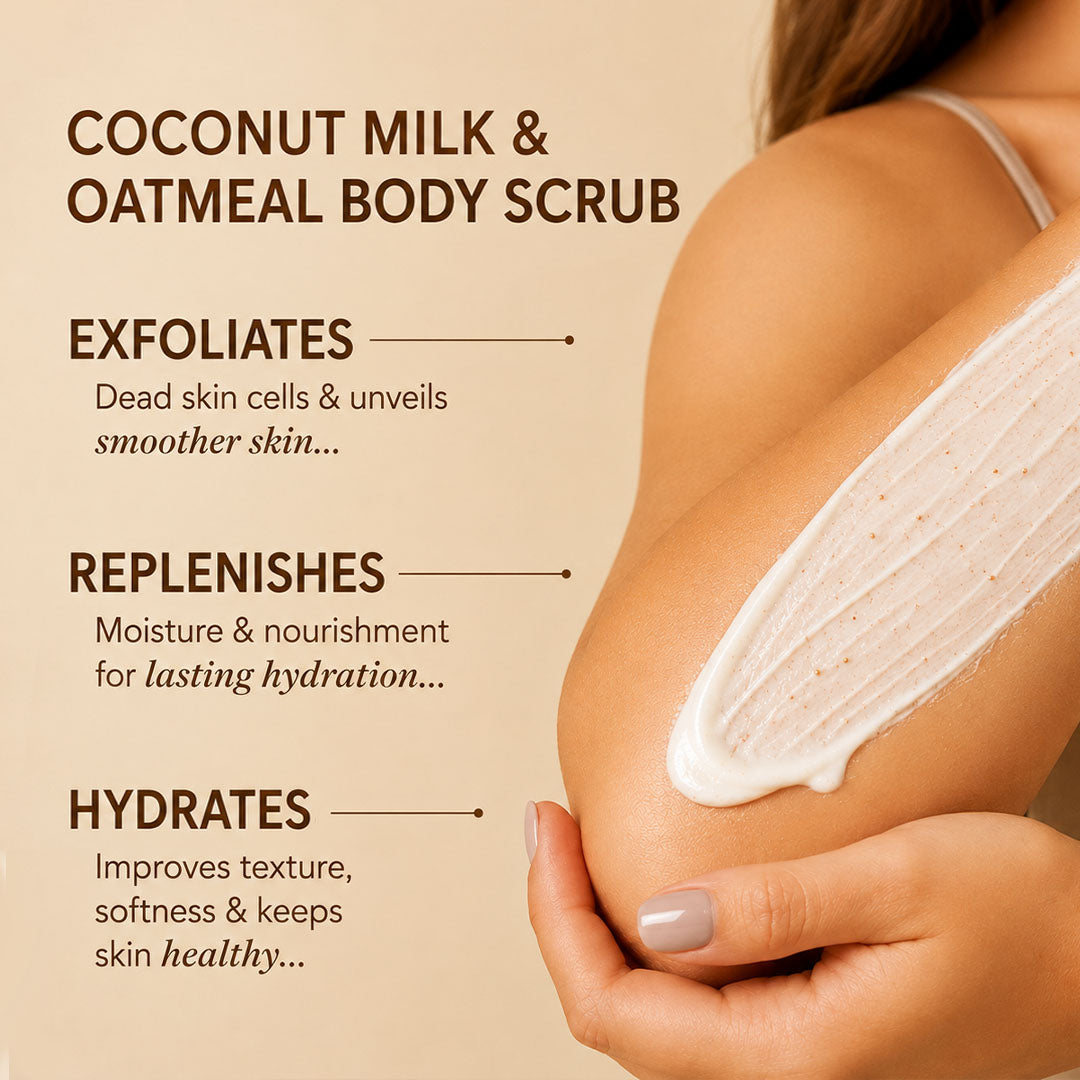 Coconut Milk and Oatmeal Body Scrub Normal to Dry Skin - Wildflower Naturals