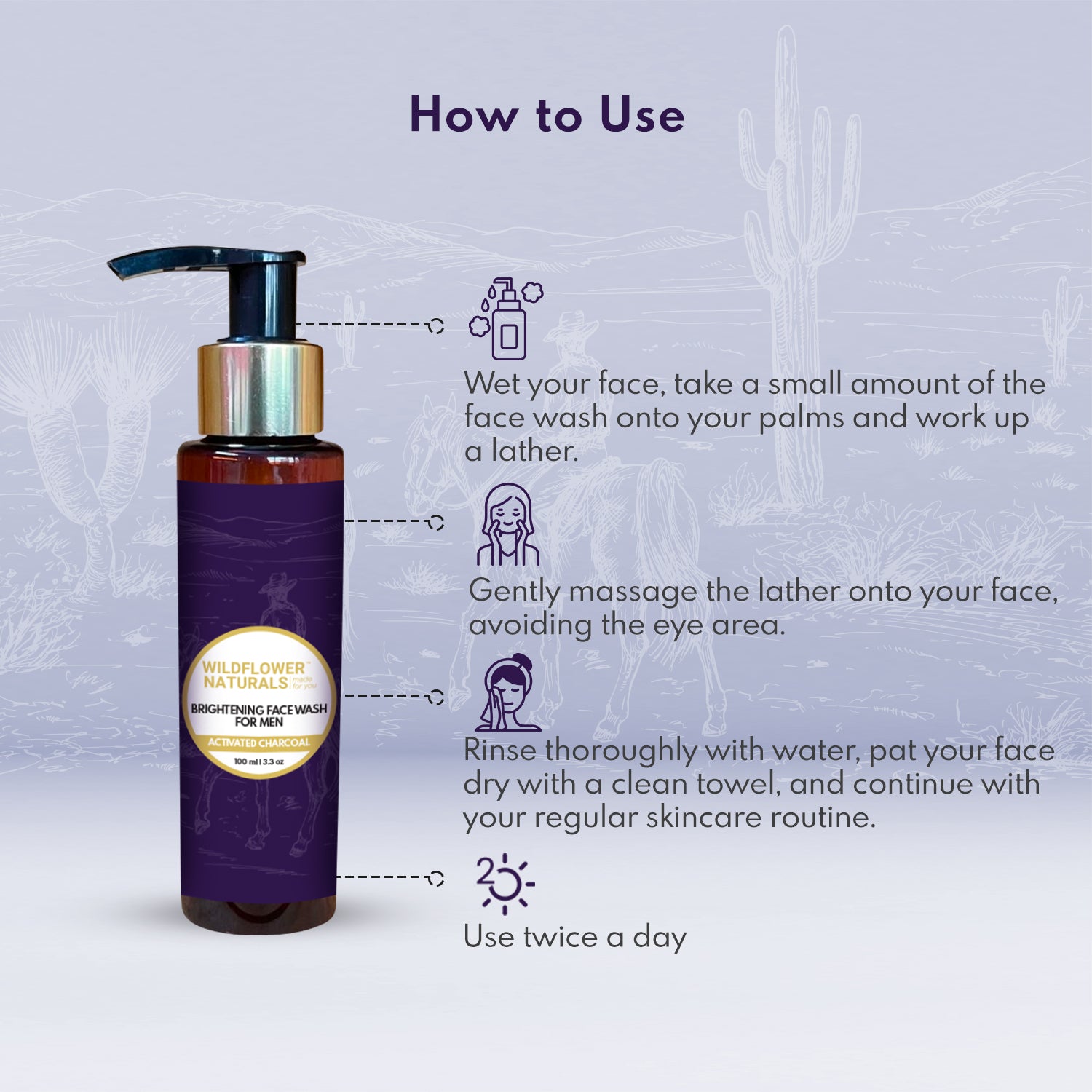 Brightening Face Wash for Men with Activated Charcoal - Wildflower Naturals