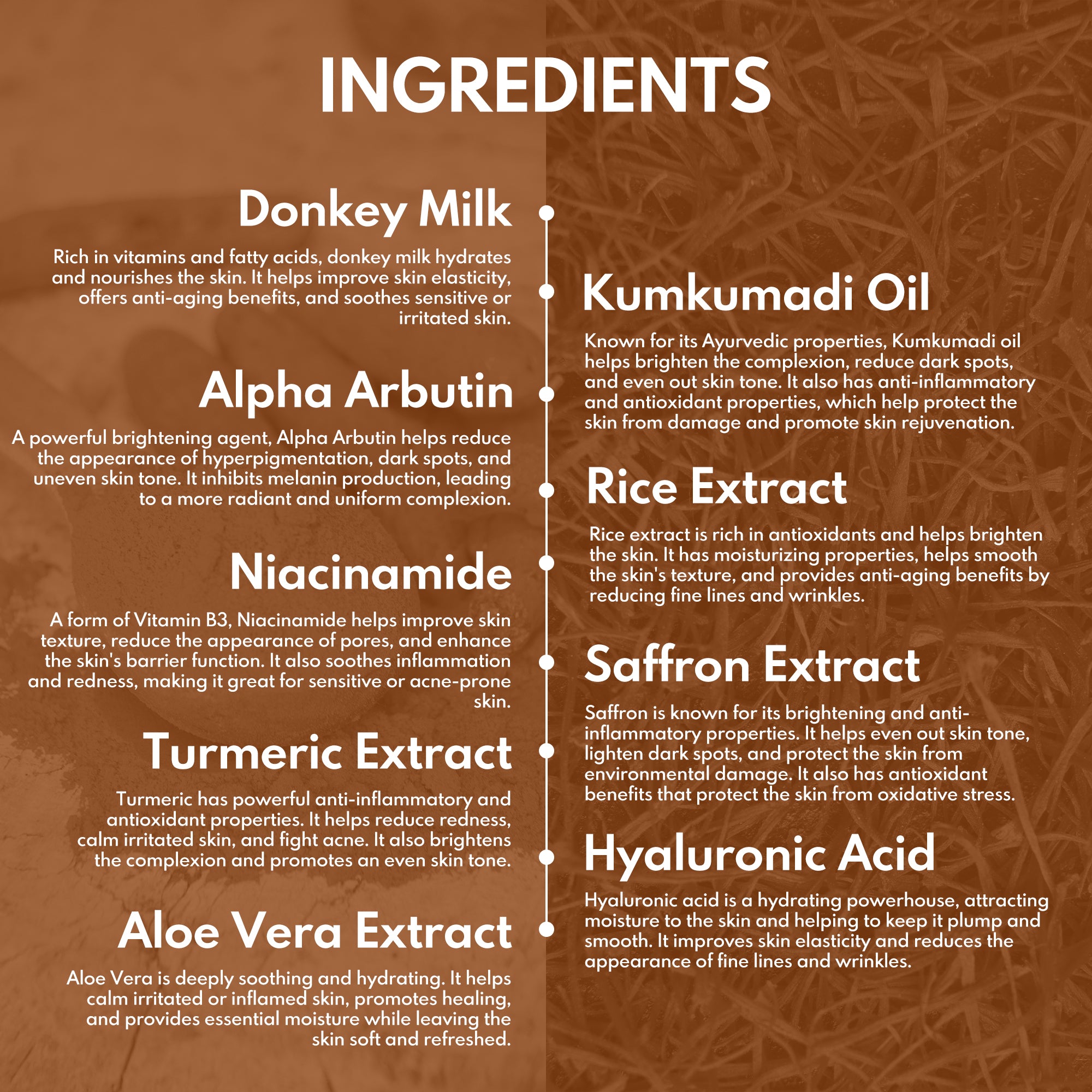 Kumkumadi & Donkey Milk Face Serum with 10% Niacin + 2% Alpha Arbutin - Wildflower Naturals