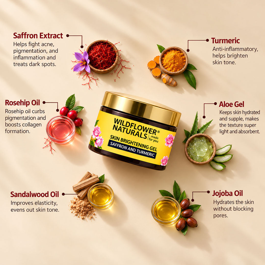 Skin Brightening Gel with Saffron and Turmeric - Wildflower Naturals