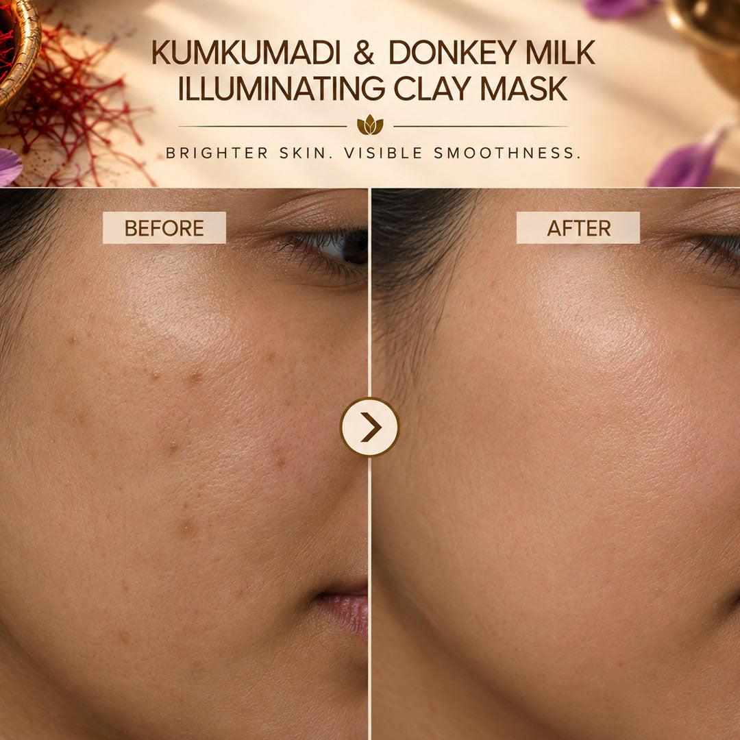 Kumkumadi & Donkey Illuminating Clay Mask with Niacinamide + Vitamin C - Wildflower Naturals