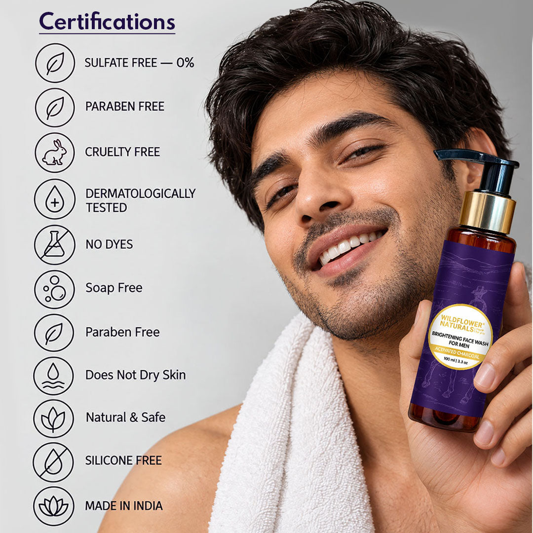 Brightening Face Wash for Men with Activated Charcoal - Wildflower Naturals