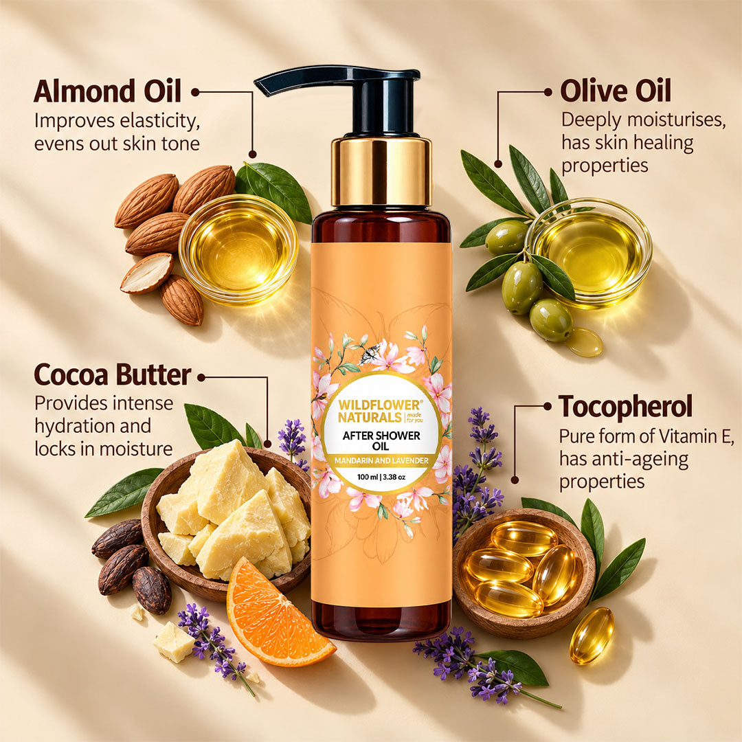 After Shower Oil with Lavender and Mandarin - Wildflower Naturals