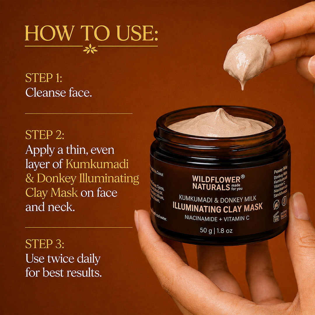 Kumkumadi & Donkey Illuminating Clay Mask with Niacinamide + Vitamin C
