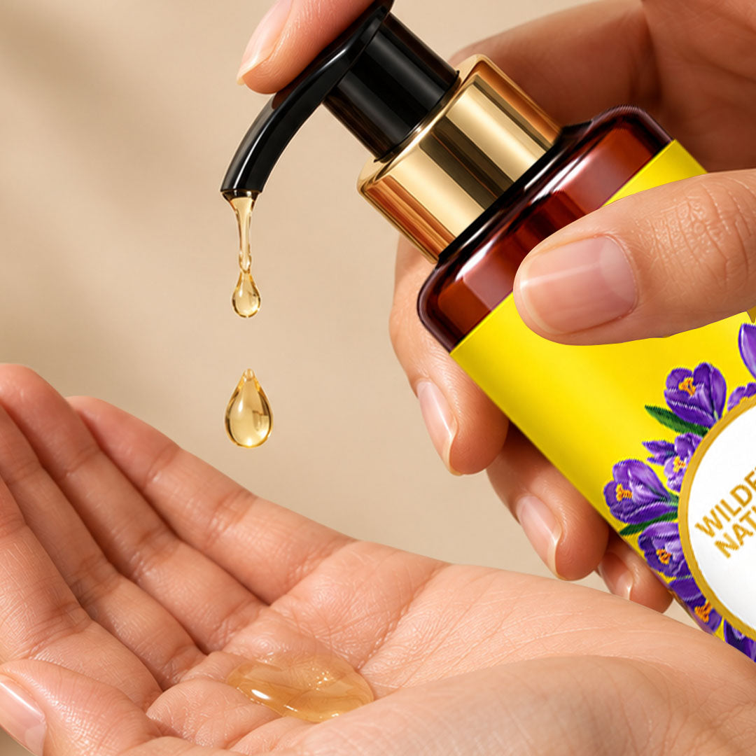Soothing Massage Oil with Saffron and Sandalwood - Wildflower Naturals