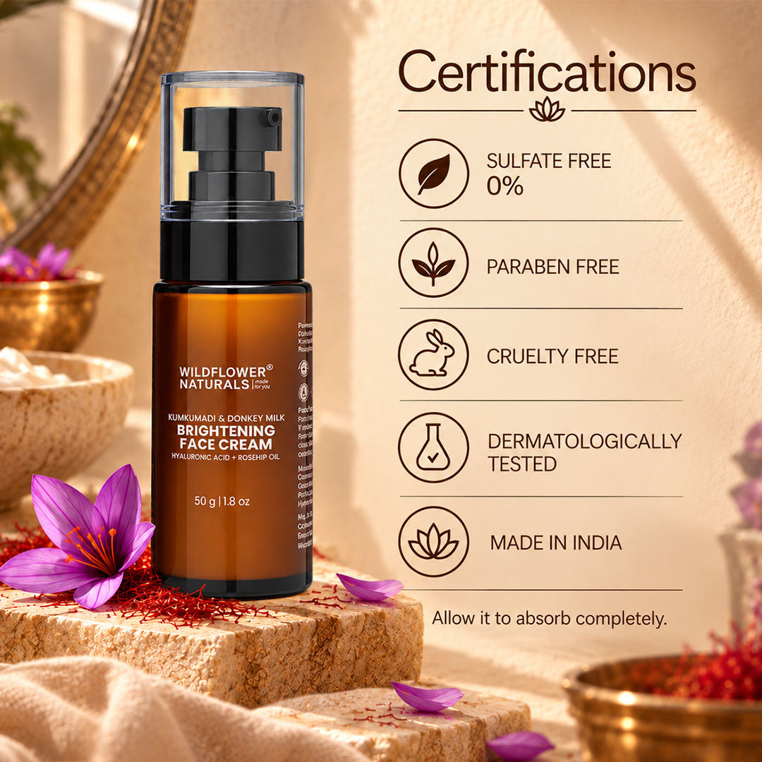 Kumkumadi & Donkey Milk Brightening Face Cream with Hyaluronic acid + Rosehip oil