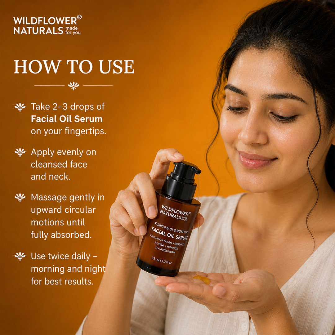 Kumkumadi & Rosehip Facial Oil Serum with Jojoba oil + Moringa oil