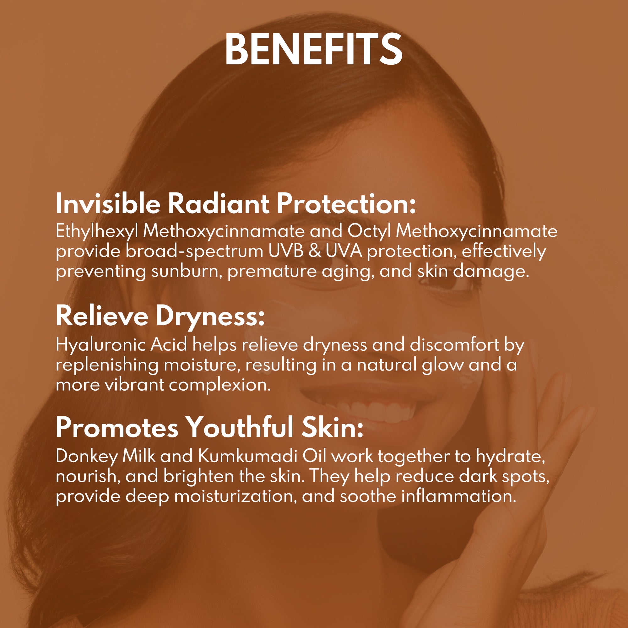 Kumkumadi & Donkey Milk SPF 50 Dew Drops Invisible Moisturiser with Hyalironic acid + PA+++, UVA + UVB Protection + Water Resistant - Wildflower Naturals