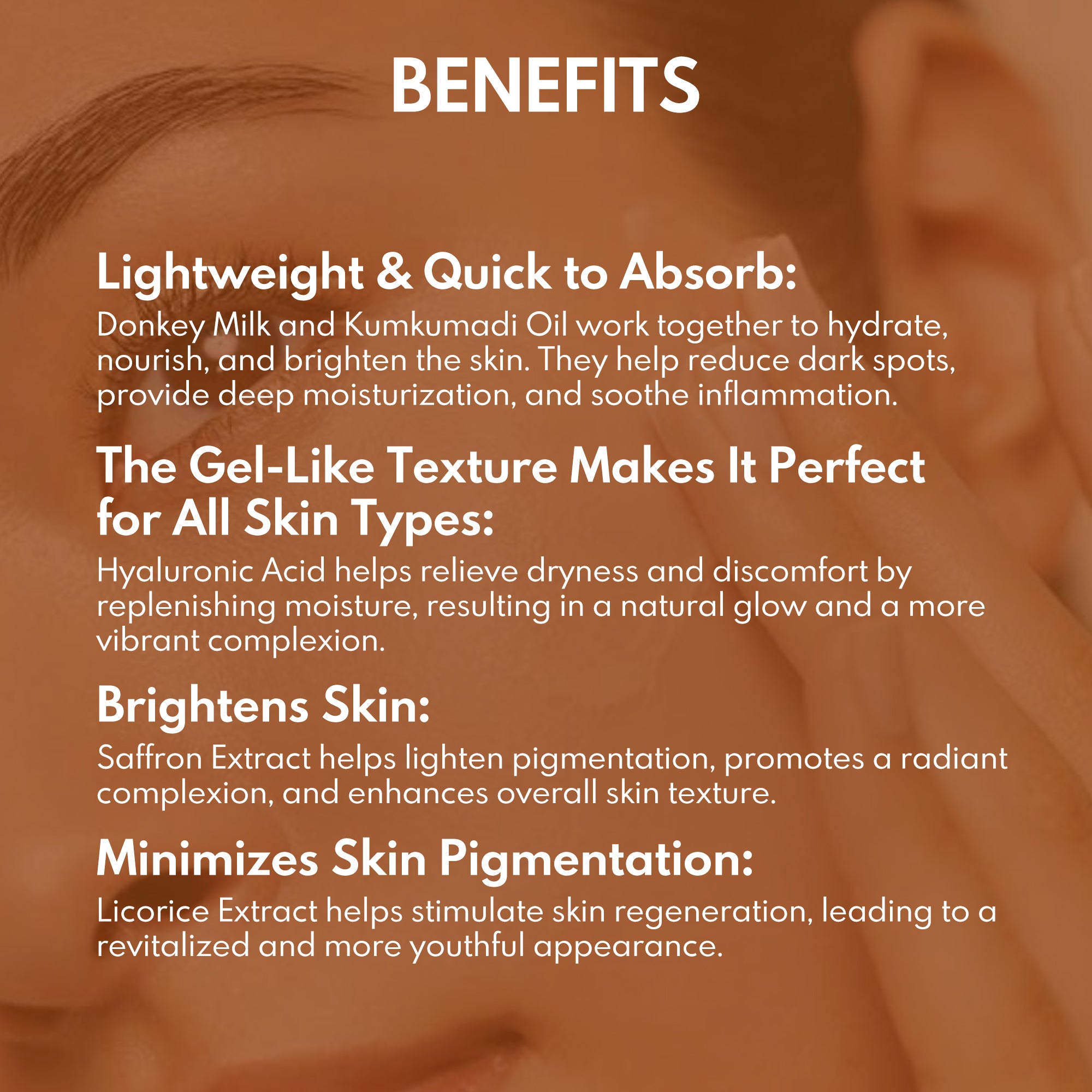 Kumkumadi & Donkey Milk Illuminating Face Gel with hyaluronic acid + Aloe vera - Wildflower Naturals