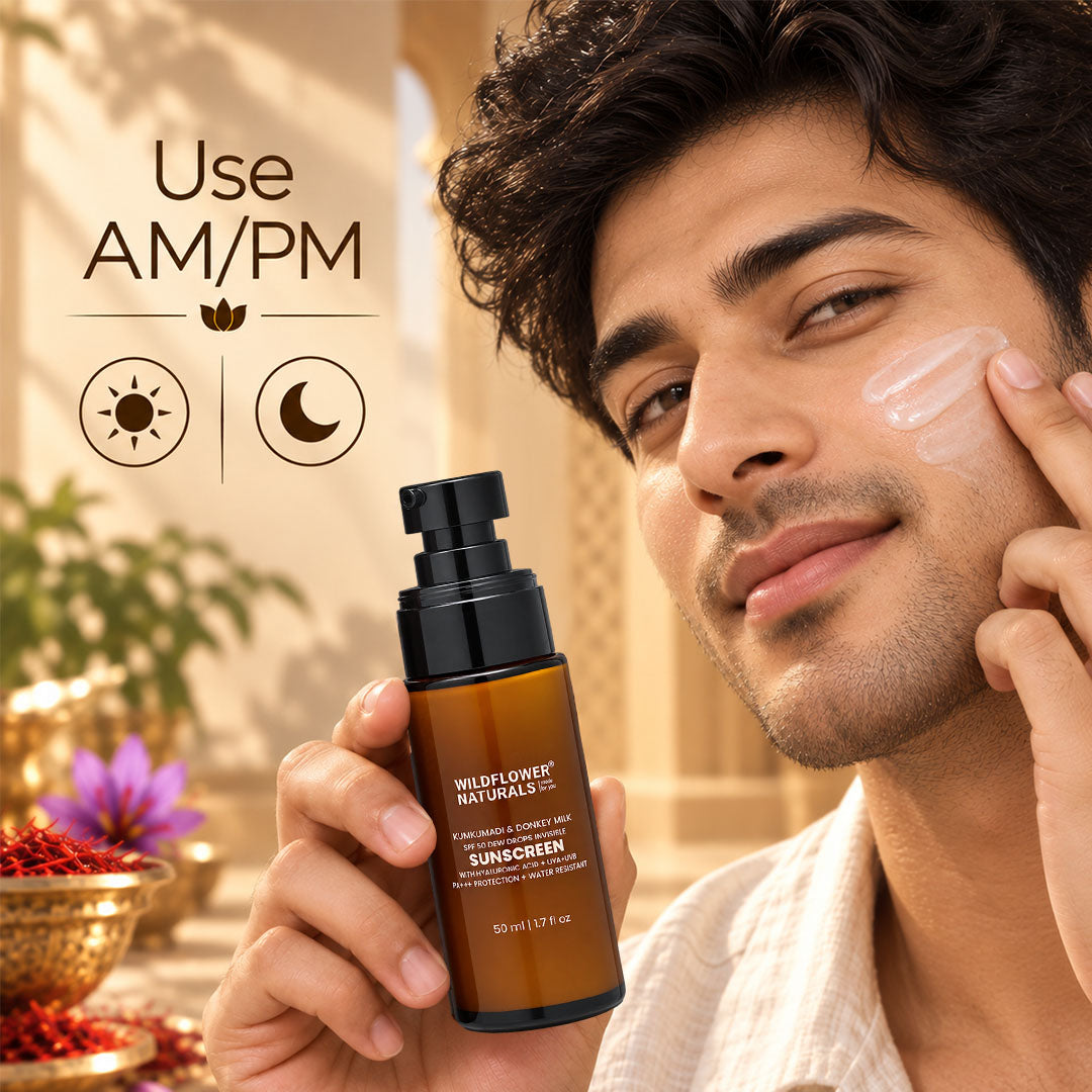 Kumkumadi & Donkey Milk SPF 50 Dew Drops Invisible Sunscreen with Hyaluronic acid + UVA + UVB + PA+++ Protection + Water Resistant