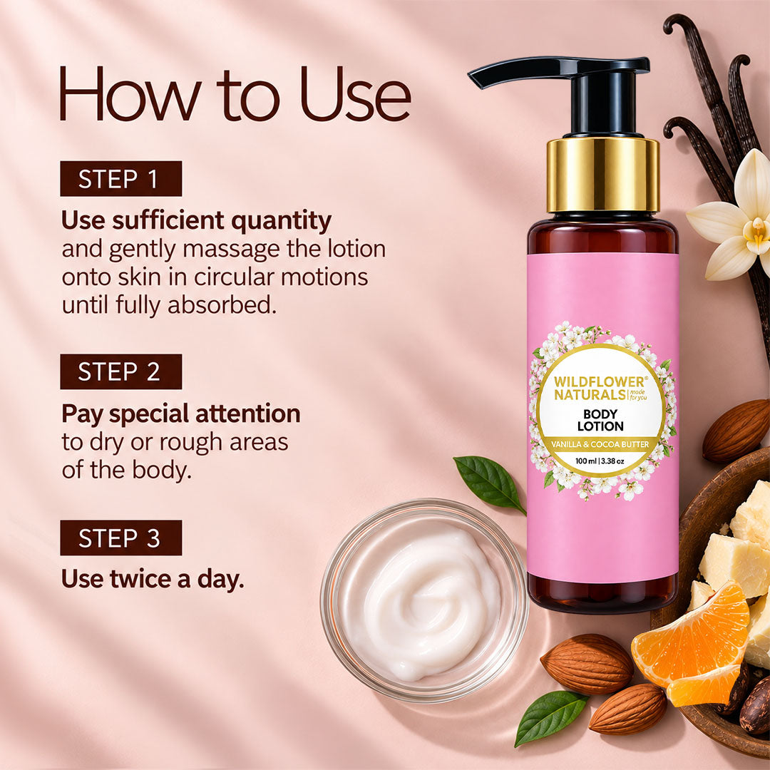 Body Lotion With Vanilla & Cocoa Butter - Wildflower Naturals