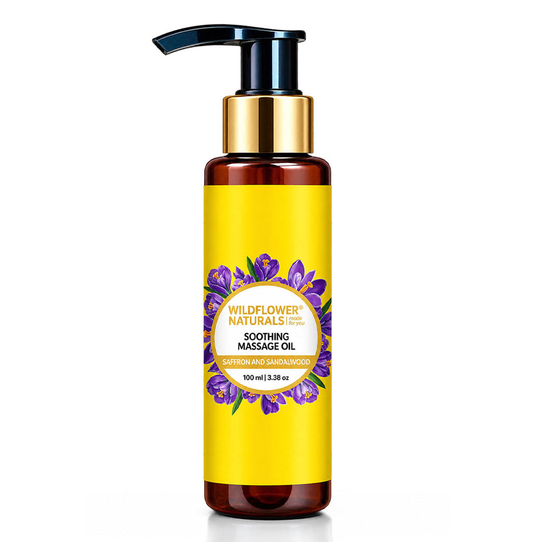 Soothing Massage Oil with Saffron and Sandalwood - Wildflower Naturals