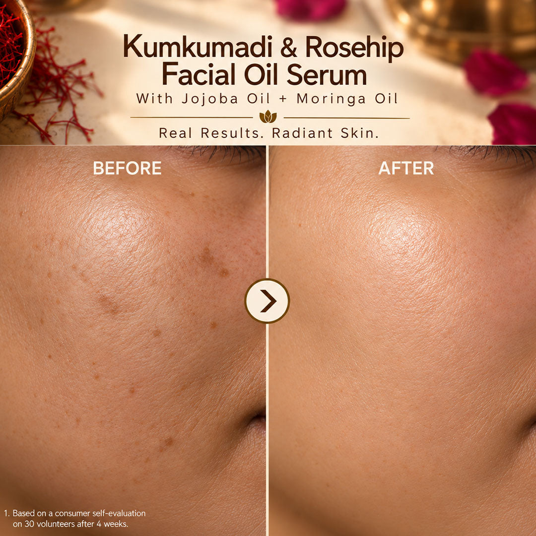 Kumkumadi & Rosehip Facial Oil Serum with Jojoba oil + Moringa oil