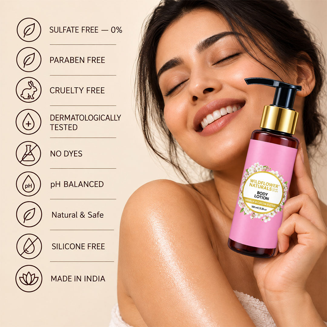 Body Lotion With Vanilla & Cocoa Butter - Wildflower Naturals