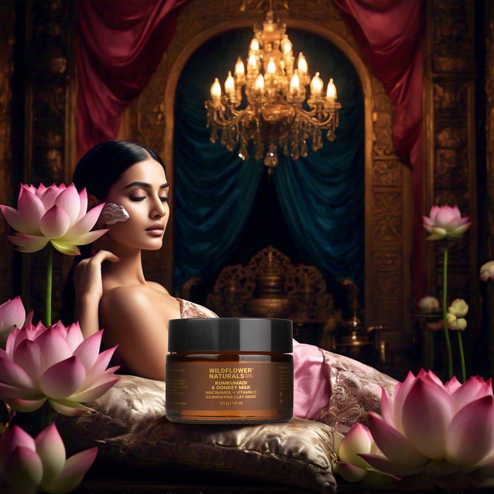 Kumkumadi & Donkey Illuminating Clay Mask with Niacinamide + Vitamin C - Wildflower Naturals