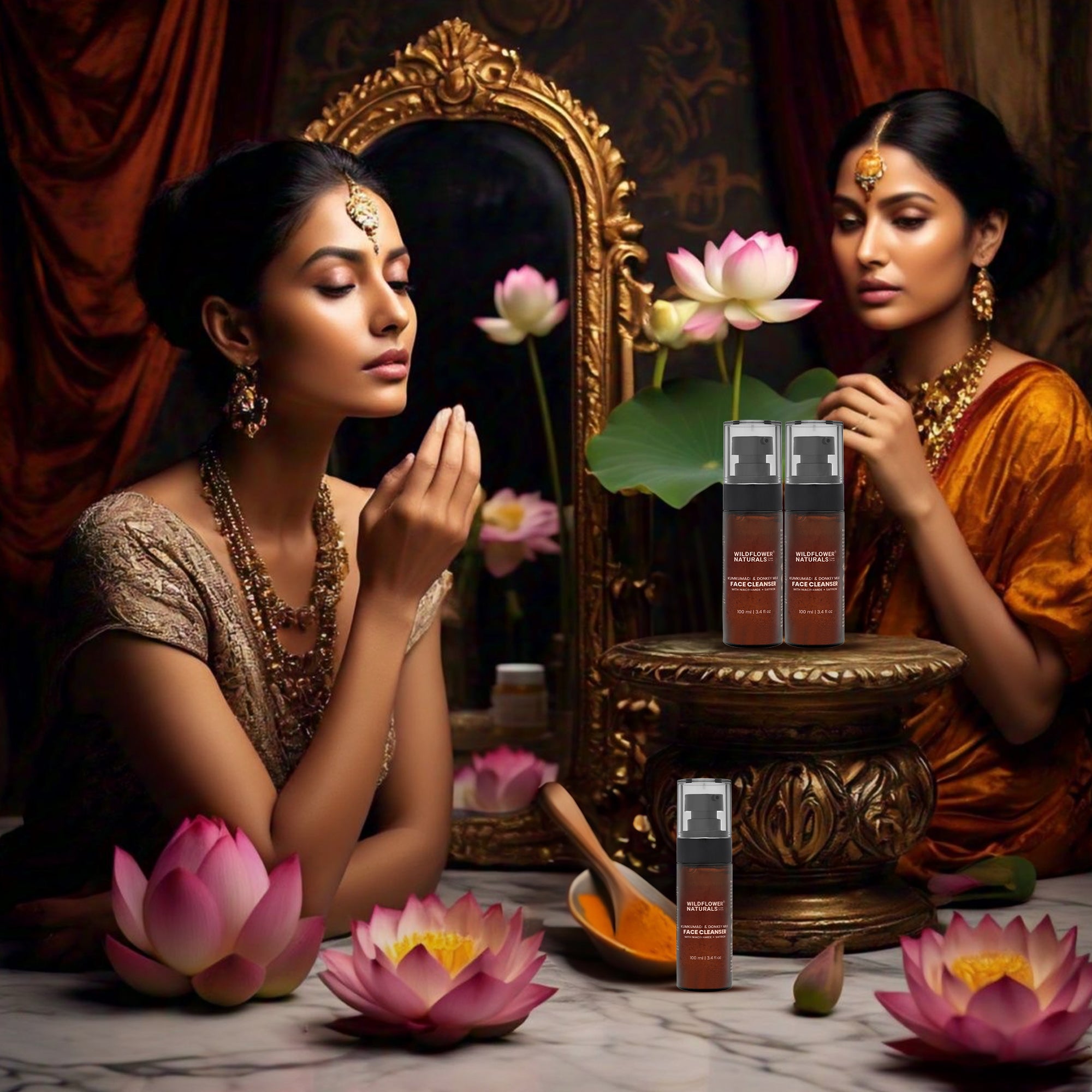 Kumkumadi + Donkey Milk Face Cleanser with Niacinamide & Saffron - Wildflower Naturals