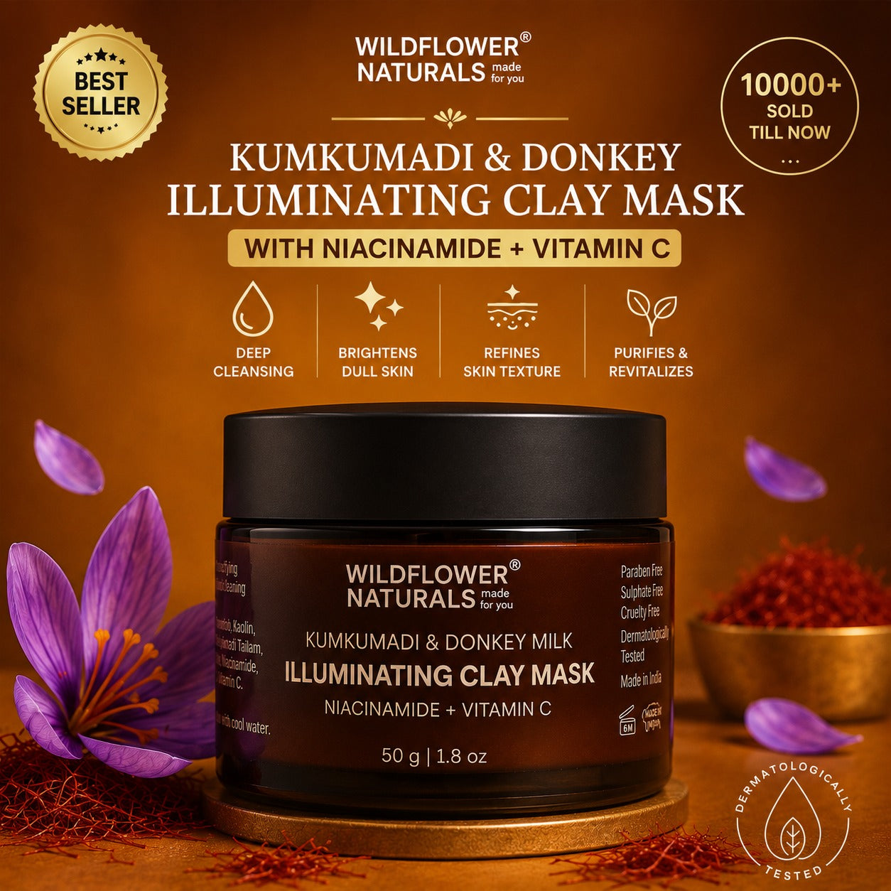 Kumkumadi & Donkey Illuminating Clay Mask with Niacinamide + Vitamin C