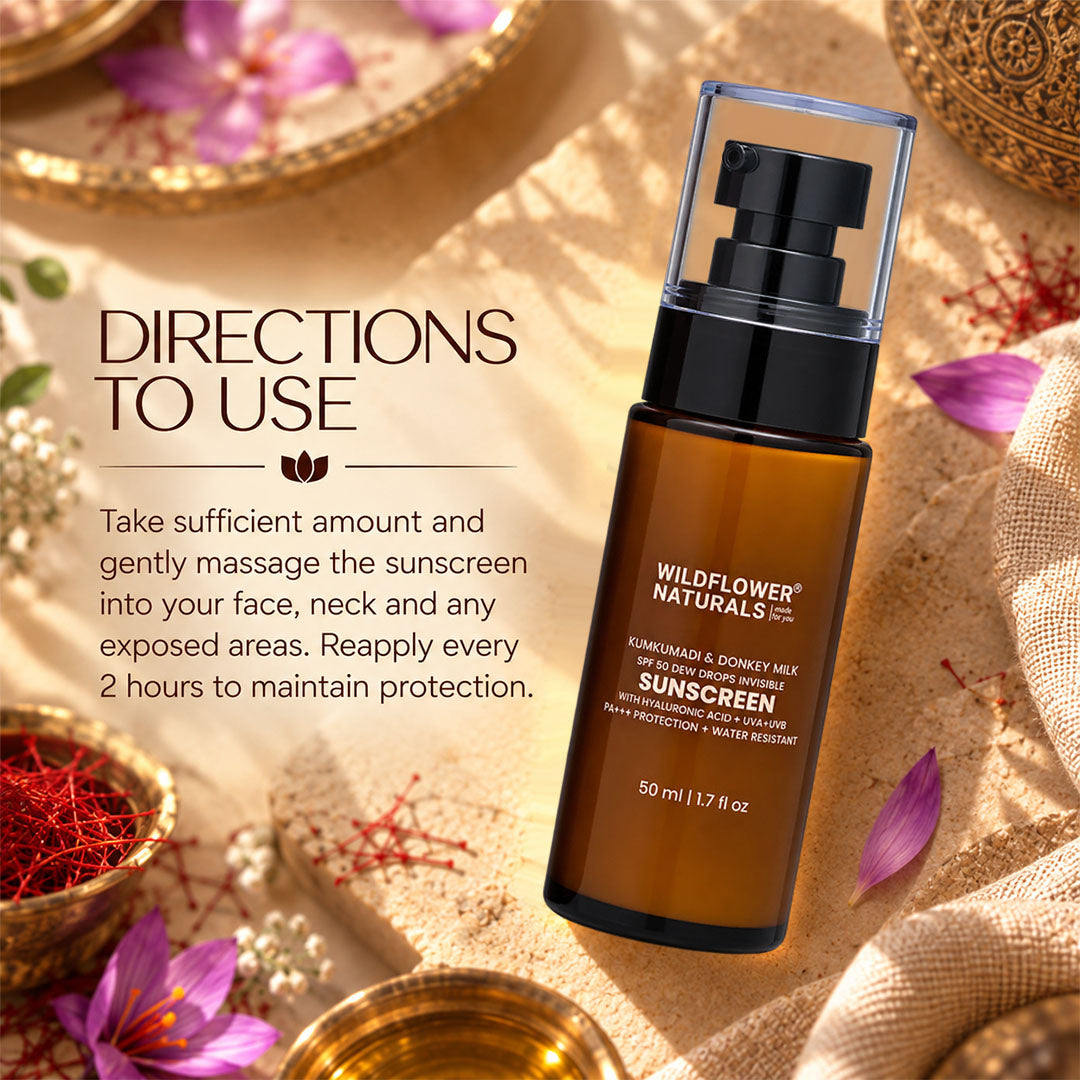 Kumkumadi & Donkey Milk SPF 50 Dew Drops Invisible Sunscreen with Hyaluronic acid + UVA + UVB +  PA+++ Protection + Water Resistant