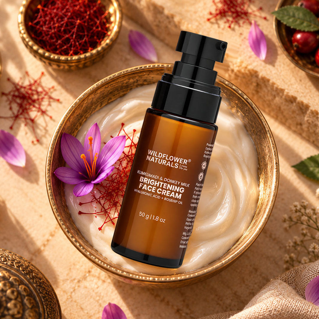 Kumkumadi & Donkey Milk Brightening Face Cream with Hyaluronic acid + Rosehip oil