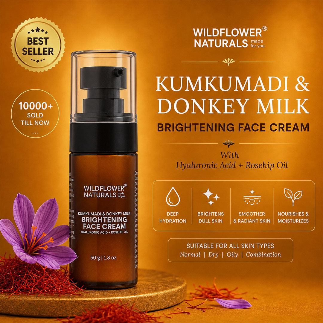 Kumkumadi & Donkey Milk Brightening Face Cream with Hyaluronic acid + Rosehip oil