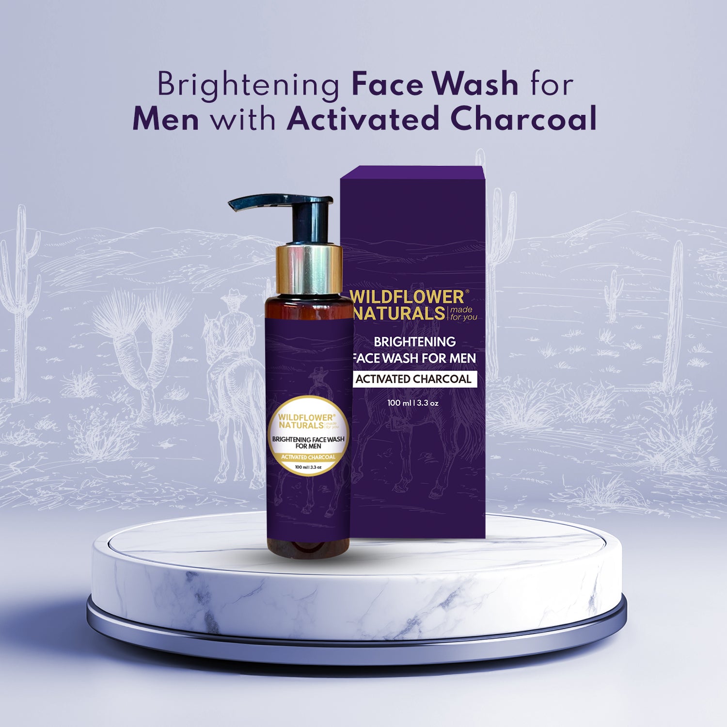 Brightening Face Wash for Men with Activated Charcoal - Wildflower Naturals
