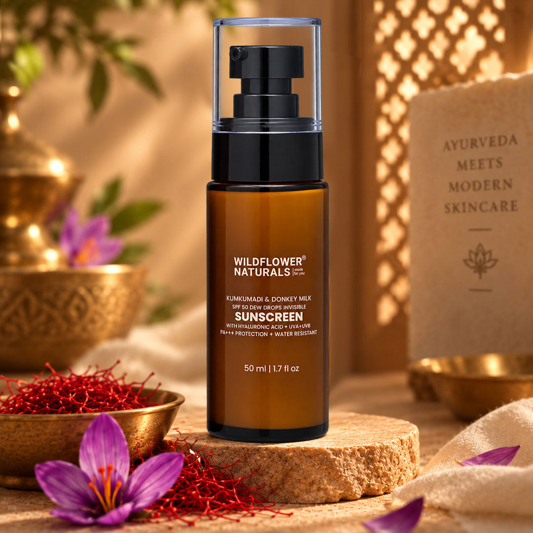Kumkumadi & Donkey Milk SPF 50 Dew Drops Invisible Sunscreen with Hyaluronic acid + UVA + UVB +  PA+++ Protection + Water Resistant