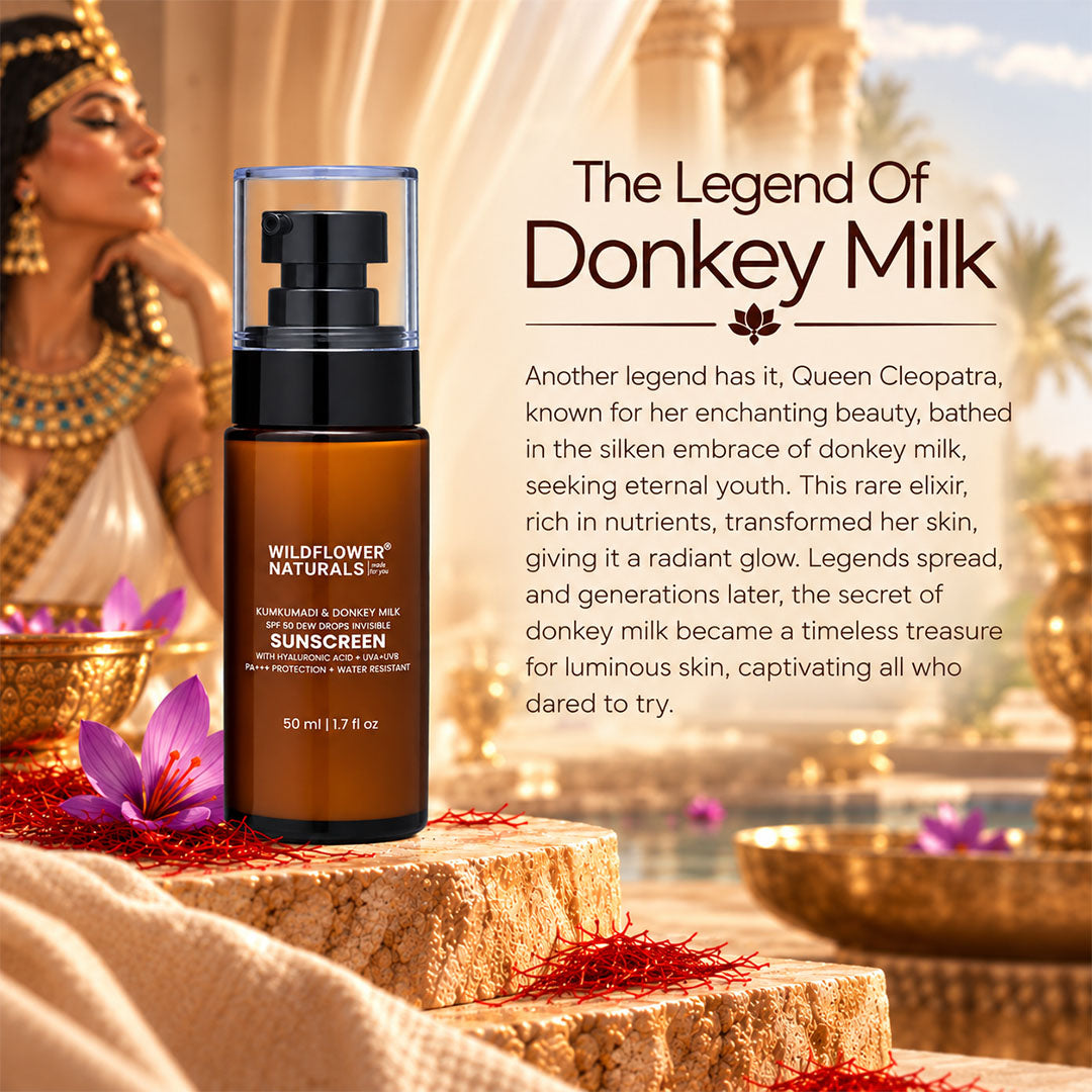 Kumkumadi & Donkey Milk SPF 50 Dew Drops Invisible Sunscreen with Hyaluronic acid + UVA + UVB +  PA+++ Protection + Water Resistant
