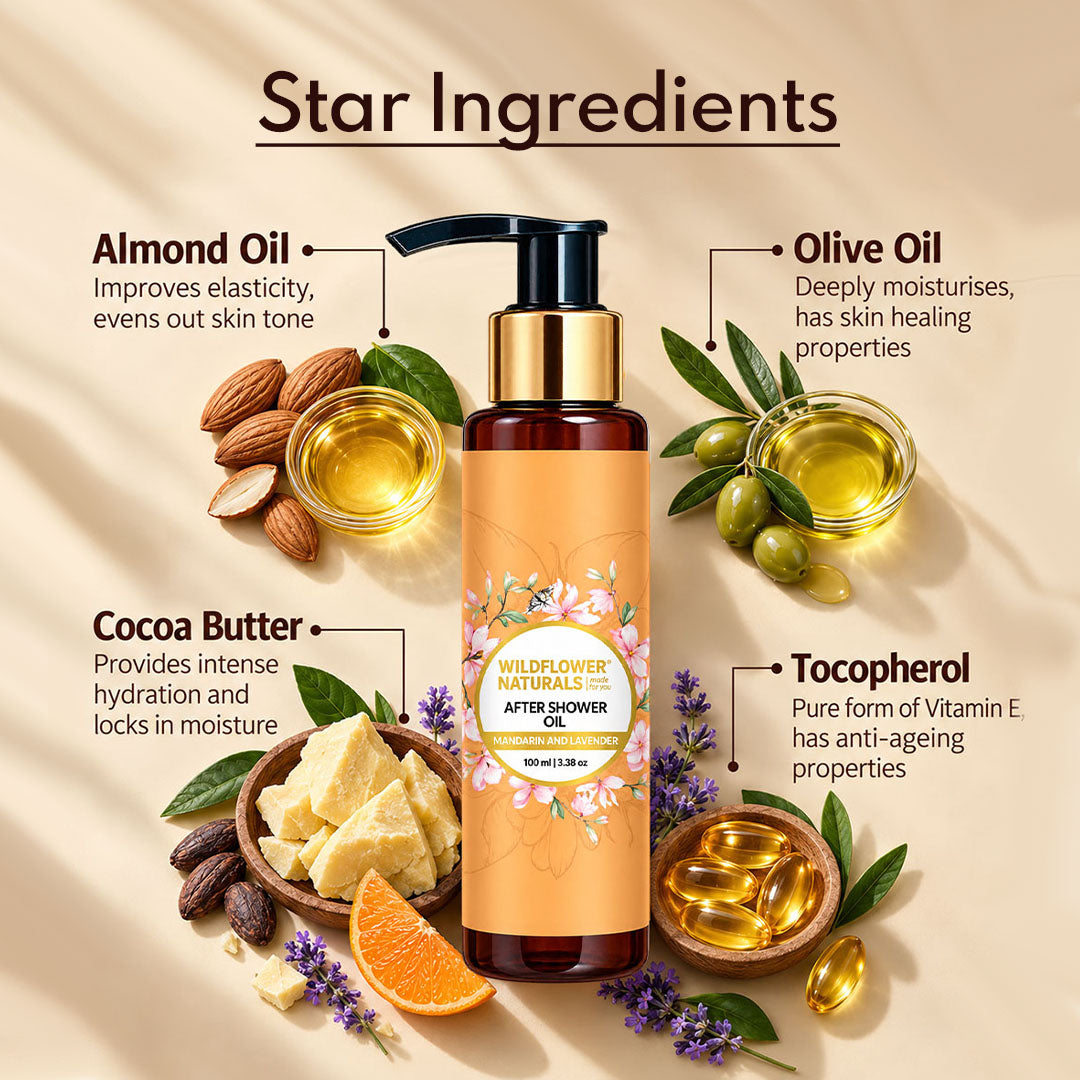 After Shower Oil with Lavender and Mandarin - Wildflower Naturals