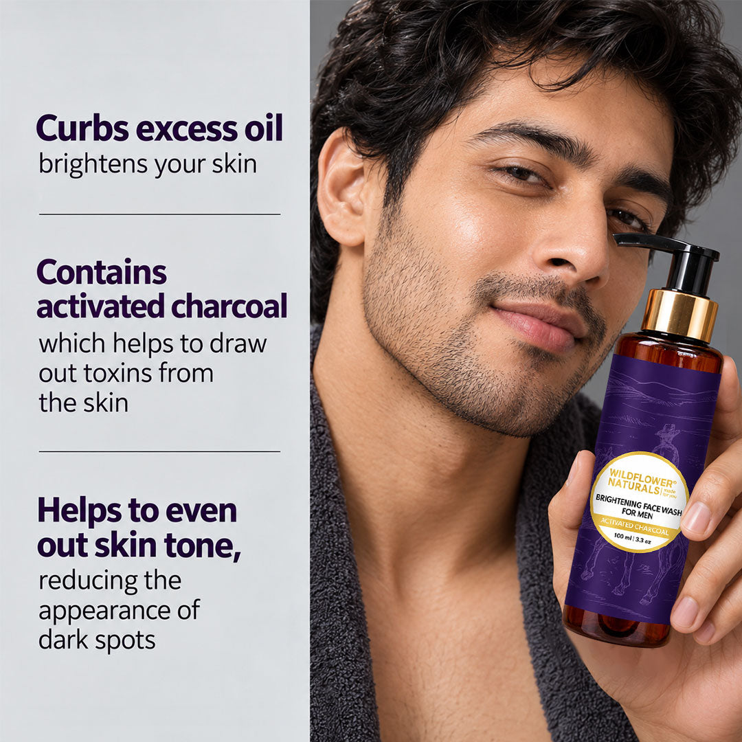Brightening Face Wash for Men with Activated Charcoal - Wildflower Naturals
