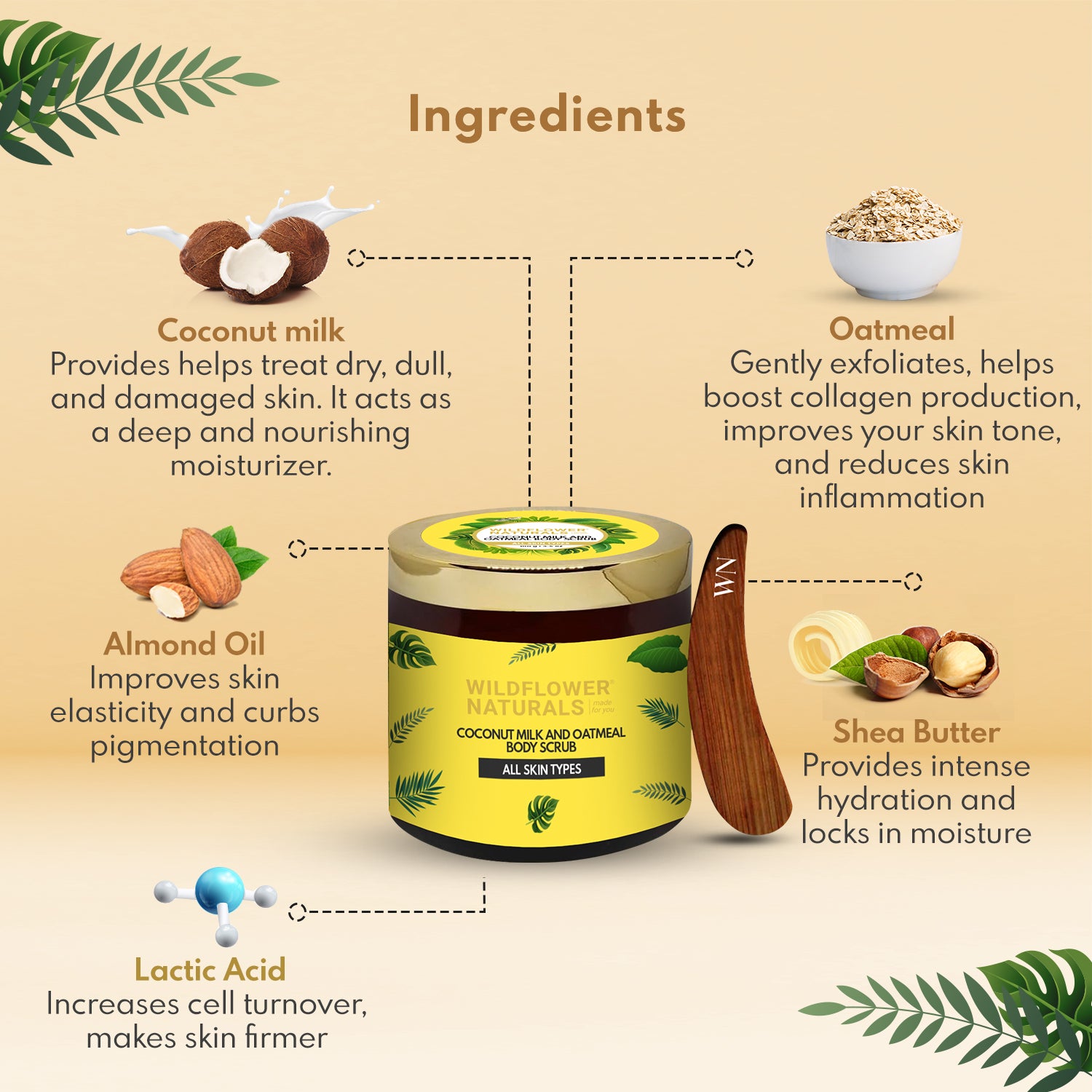 Coconut Milk and Oatmeal Body Scrub Normal to Dry Skin - Wildflower Naturals