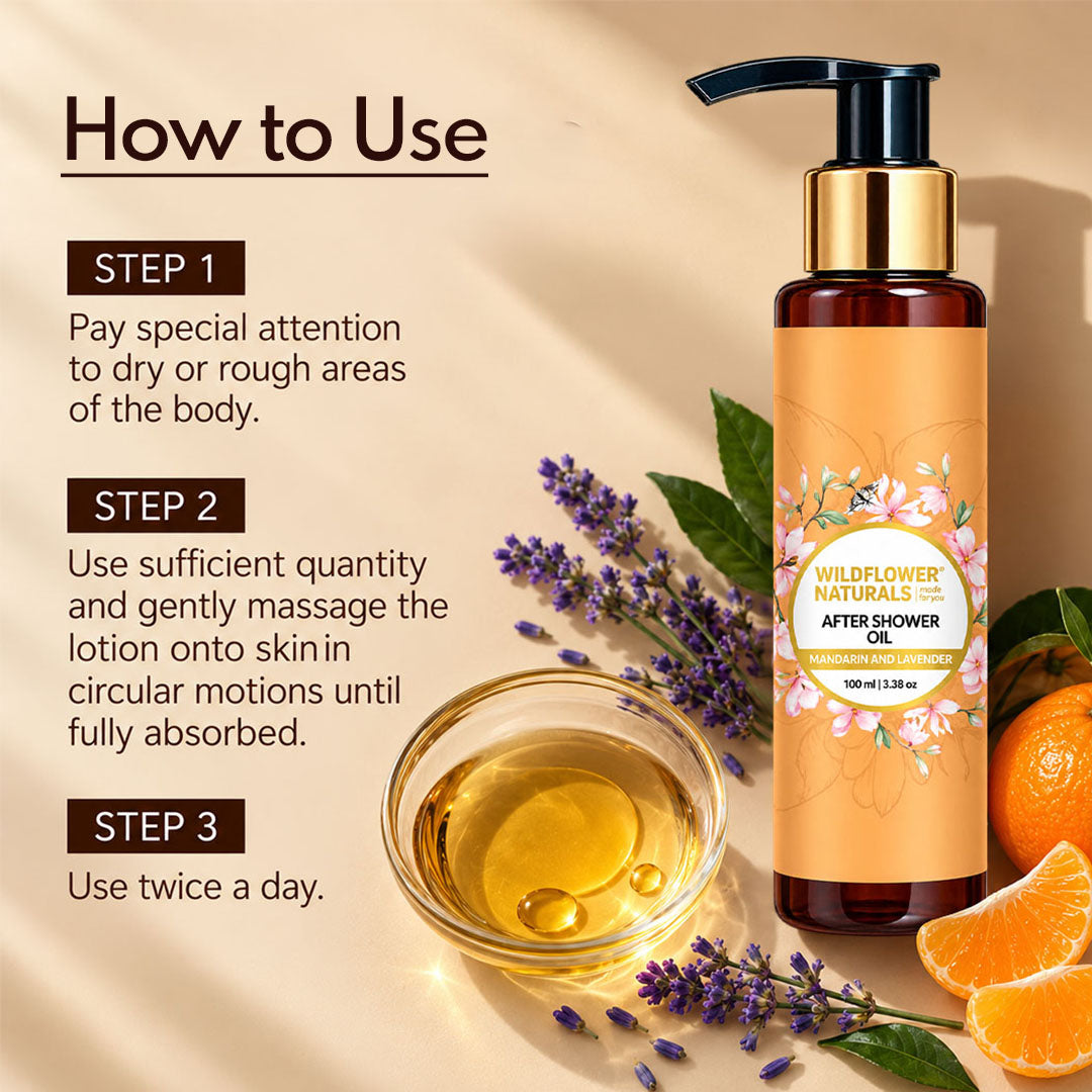 After Shower Oil with Lavender and Mandarin - Wildflower Naturals