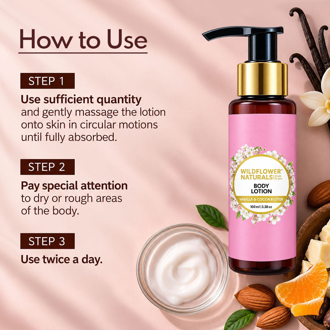 Body Lotion With Vanilla & Cocoa Butter - Wildflower Naturals
