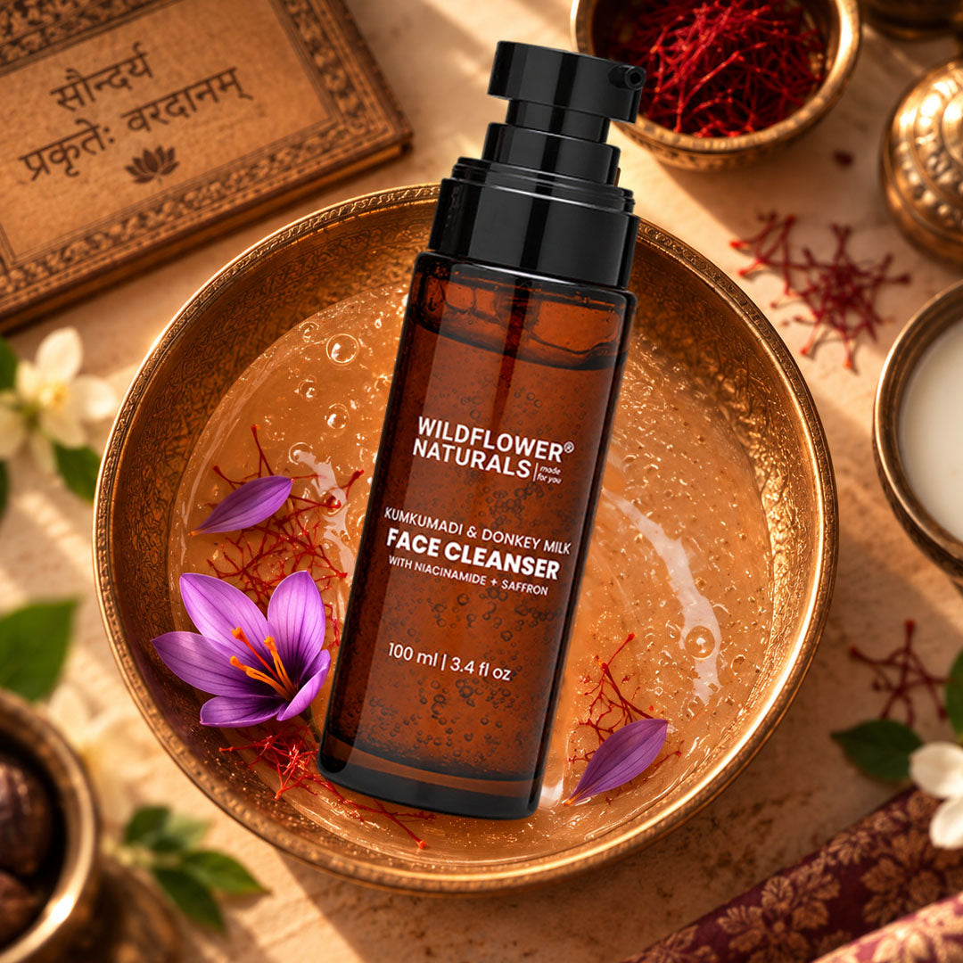 Kumkumadi + Donkey Milk Face Cleanser with Niacinamide & Saffron - Wildflower Naturals
