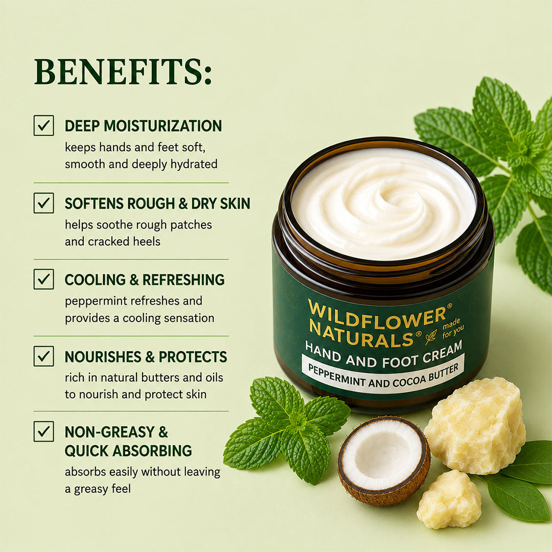 Hand and Foot Cream with Peppermint and Coco Butter - Wildflower Naturals